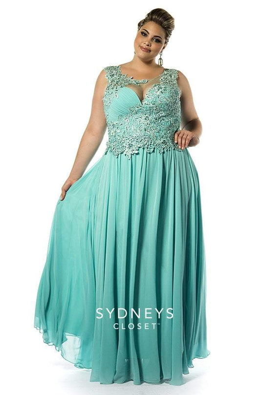 SC7149 Plus Size Dress in Aquamarine