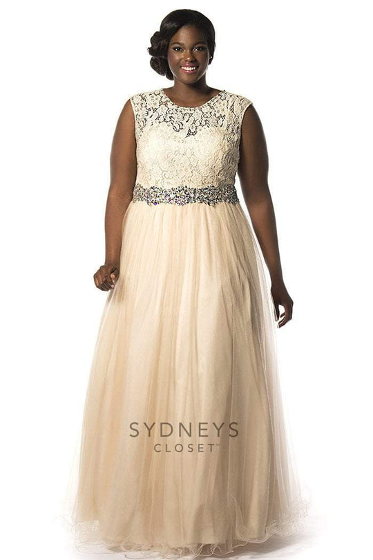 SC7150 Plus Size Dress in Champagne