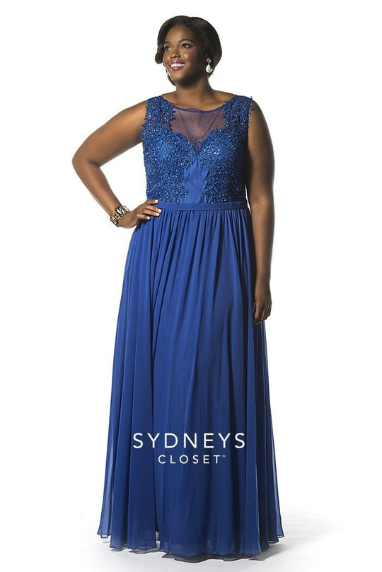SC7158 Plus Size Dress in Royal Blue