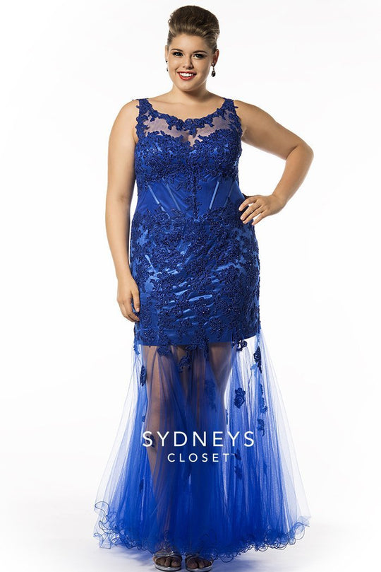 SC7160 Plus Size Dress in Royal Blue