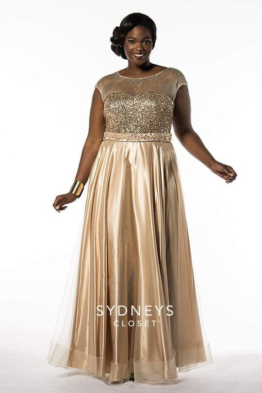 SC7162 Plus Size Dress in Gold