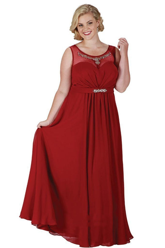 Sophisticated Bateau Illusion Chiffon A-Line Gown SC7164