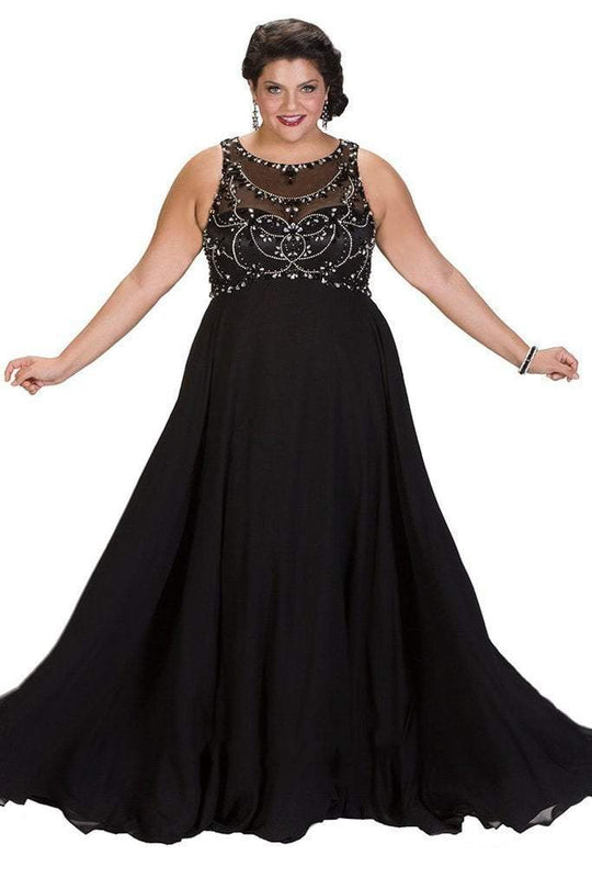 Lavishly Ornate Illusion Chiffon Empire Gown SC7212