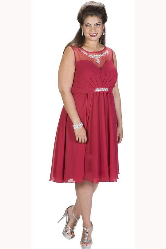 Divinely Pleated Bateau Illusion A-Line Cocktail Dress SC8080