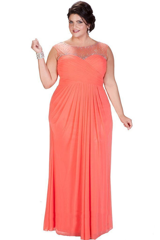 Interwoven Shirred Bateau Illusion Empire Gown SC7205