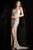 48679 Sequined V Neck Dress with Slit