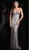 Scala - 47542 Fully Embellished Strapless V Neck Backless Sheath Dress In Silver and Pink