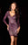 Scala - 47693 V-Neck Beaded Embellished Short Dress in Purple