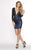 Scala - 47693 V-Neck Beaded Embellished Short Dress in Blue