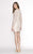 Scala - 47693 V-Neck Beaded Embellished Short Dress in White