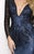 Scala - 47693 V-Neck Beaded Embellished Short Dress in Blue