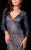 Scala - 48312 V-Neck Beaded Stripes Evening Dress in Blue