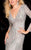 Scala - 48312 V-Neck Beaded Stripes Evening Dress in Silver