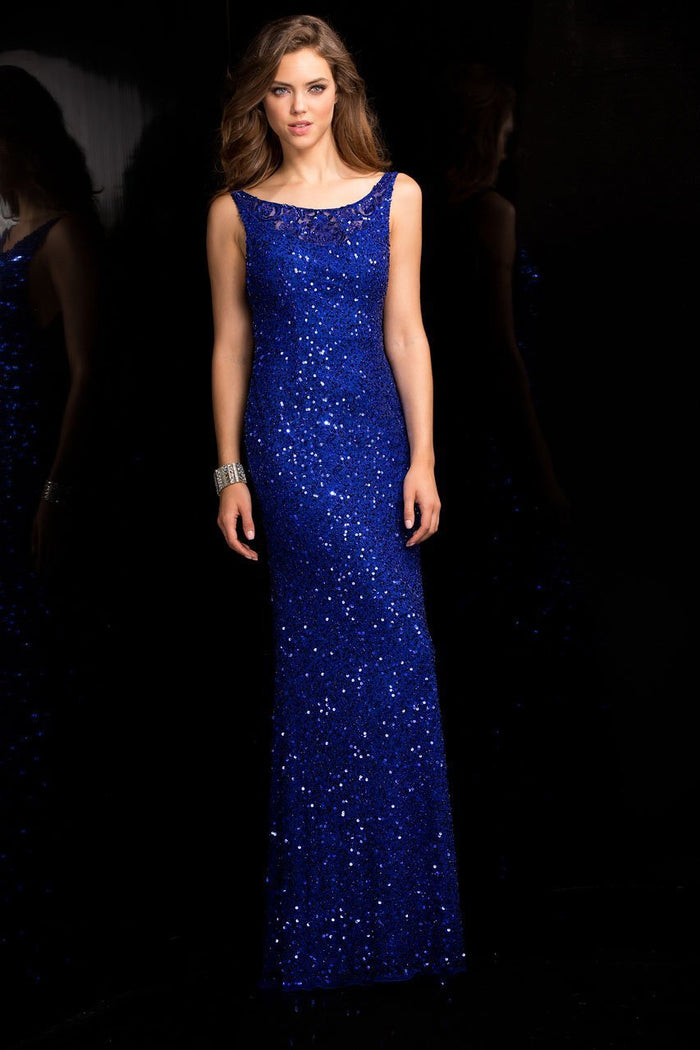 48700 Low Back Sequin Prom Dress