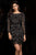 Scala - 48750 Bateau Beaded Patterned Mini Dress in Black