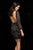 Scala - 48750 Bateau Beaded Patterned Mini Dress in Black