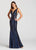 Ellie Wilde - EW118096 Sleeveless Plunging Sequined Mermaid Gown In Blue