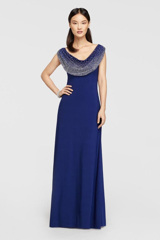 Cachet  - Embellished Scoop Neck Dress 56736 in Blue and Silver