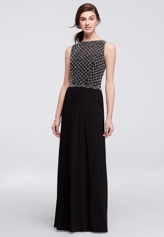 Cachet - Sleeveless Embellished Long Dress 57364 in Black and Silver