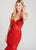 Ellie Wilde - EW118088 Floral Embroidered Illusion Corset Mermaid Gown In Red