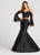 Ellie Wilde - EW118060 Bell Sleeve Corset Illusion Two-Piece Gown In Black