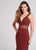 Ellie Wilde - EW21802 Plunging V-neck Sparkle Jersey Trumpet Dress in Red