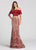 Ellie Wilde - EW118127 Flounced Off-Shoulder Embroidered Tulle Gown In Red and Gold
