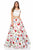 Sherri Hill - 51964 Two Piece Lace Bateau Floral Print Ballgown In White and Print