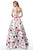 Sherri Hill - 51964 Two Piece Lace Bateau Floral Print Ballgown In White and Print
