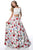 Sherri Hill - 51964 Two Piece Lace Bateau Floral Print Ballgown In White and Print