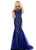 Sherri Hill - 50516 Illusion Neckline Cap Sleeve Beaded Mermaid Dress In Blue