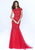 Sherri Hill - 50516 Illusion Neckline Cap Sleeve Beaded Mermaid Dress In Pink and Red