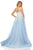 Sherri Hill - 50768 Applique Bateau Sheath Dress With Overskirt In Blue and White