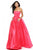 Sherri Hill - 50812 Strapless A Line Satin Dress with Beaded Pockets In Red and Pink