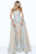 Sherri Hill - 50837 Floral Applique Pageant A Line Dress In Neutral and Blue