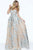 Sherri Hill - 50837 Floral Applique Pageant A Line Dress In Neutral and Blue