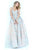Sherri Hill - 50837 Floral Applique Pageant A Line Dress In Neutral and Blue