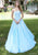 Sherri Hill - 50864 Strapless Trailing Foliage Ballgown In Blue and White