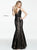 Sherri Hill - 50938 Long Plunging Lace Fitted Trumpet Dress In Black and Neutral