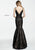 Sherri Hill - 50938 Long Plunging Lace Fitted Trumpet Dress In Black and Neutral