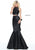 Sherri Hill - 51027 Two Piece Halter Floral Print Mermaid Dress In Black and Red