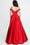 Sherri Hill - 51124 Long A Line Dress with Crystal Encrusted Belt In Red