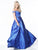 Sherri Hill - 51124 Long A Line Dress with Crystal Encrusted Belt In Blue
