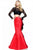 Sherri Hill - 51169 Two Piece Lace Long Sleeve Mermaid Dress In Black and Red