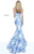 Sherri Hill - 51198 Strapless Printed Mermaid Dress With Train In White and Blue