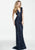 Sherri Hill - 51245 Beaded Plunging V-Neck Long Dress In Blue