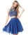 Sherri Hill - 51297 Beaded High Halter Two Piece Short Dress In Blue