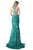 Sherri Hill - 51430 Sequined Halter Trumpet Dress With Train In Green