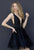 Sherri Hill - 51458 Lace Deep V-neck Short Beaded Dress In Black