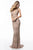Sherri Hill - 51475 Beaded Deep V-neck Fitted Dress With Train In Neutral